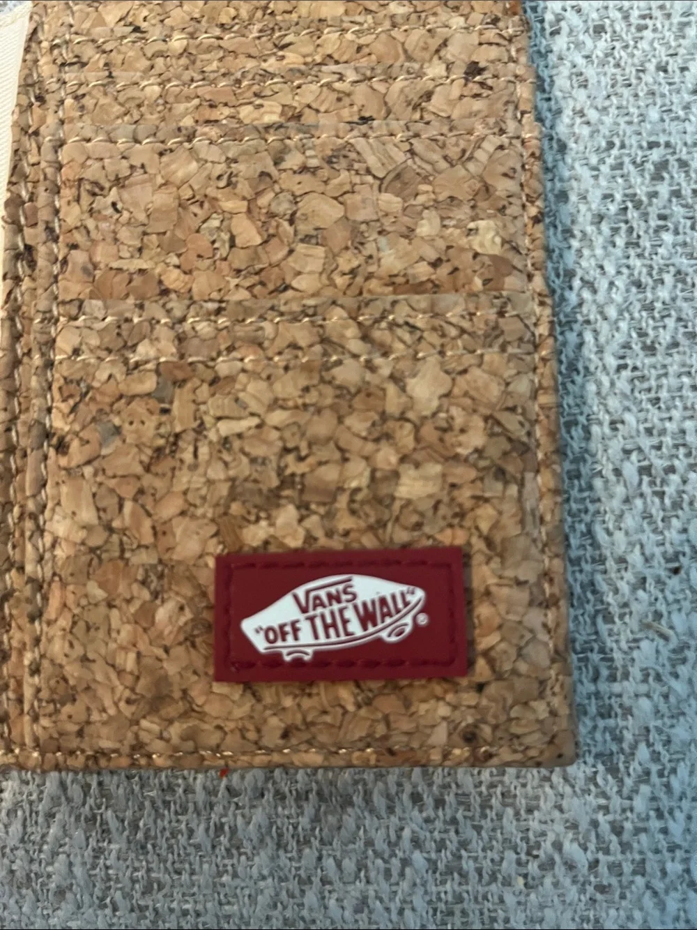 Vans bifold cork wallet logo tag zipper pocket